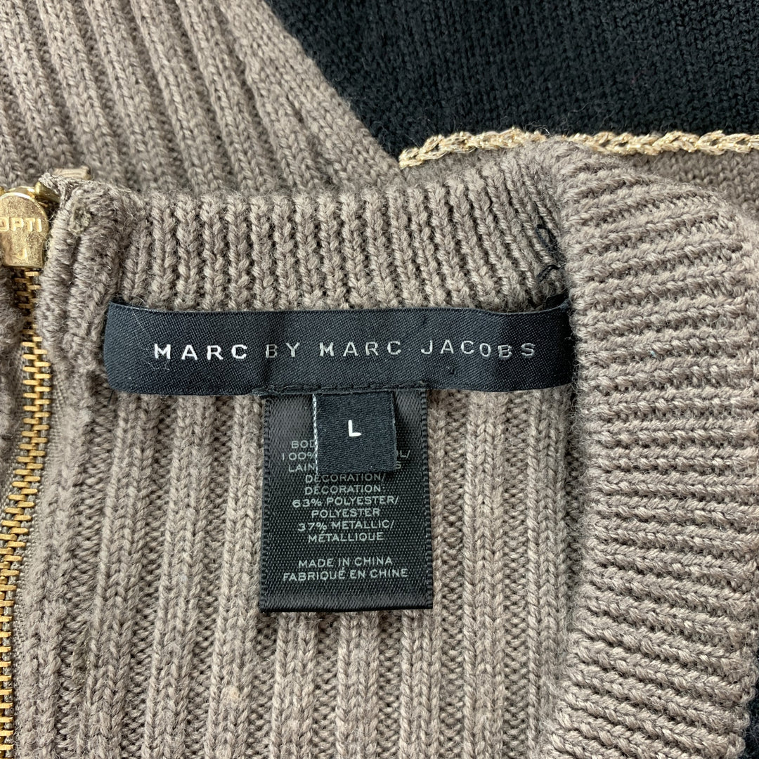 MARC by MARC JACOBS Size L Taupe Knitted Merino Wool Sweater
