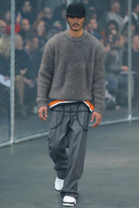 GIVENCHY Fall 2014 Basketball Collection Size 32 Gray Black Wool Wide Leg Dress Pants