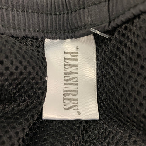 PLEASURES Information Surcharge Taille M Pantalon décontracté en nylon noir et blanc avec cordon de serrage