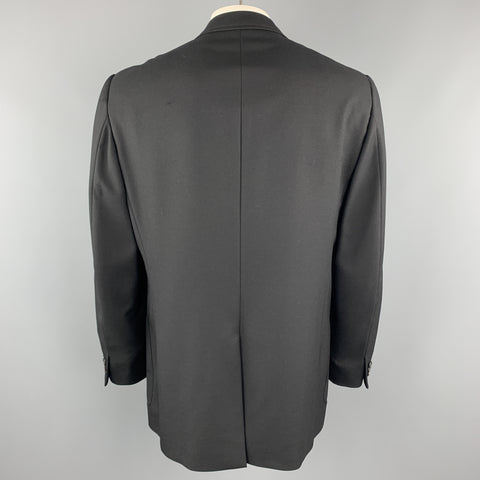 PRADA Size 46 Black Virgin Wool Notch Lapel Patch Pockets Coat