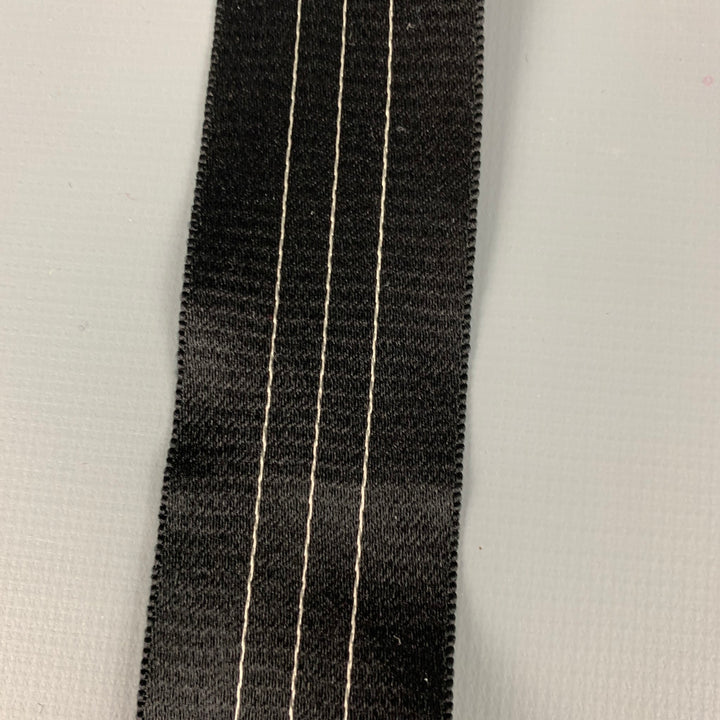 VINTAGE Black Burgundy Fabric Leather Suspenders