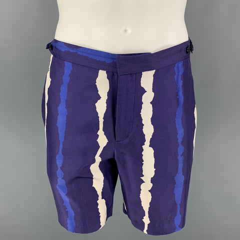 NEIL BARRETT Size M Blue White Abstract Poliammide Shorts Suit