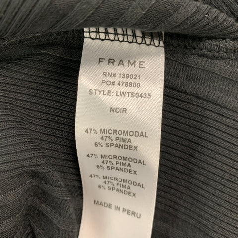 FRAME Taille S Haut décontracté côtelé à manches courtes en mélange de modal noir