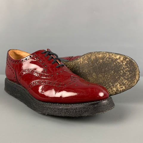NEPENTHES CO. LTD. Size 10 Burgundy Perforated Patent Leather Lace Up Shoes