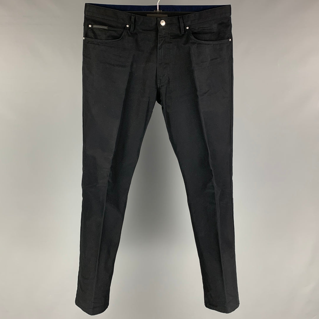 LOUIS VUITTON Size 36 Black Cotton Jean Cut Dress Pants