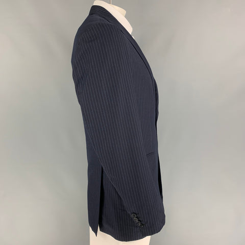 KITON for NEIMAN MARCUS Size 42 Navy White Pinstripe Wool Sport Coat