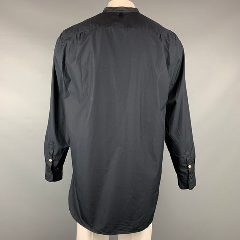 RAG & BONE Size XL Black Cotton Nehru Collar Long Sleeve Shirt