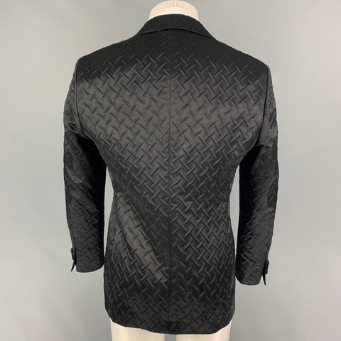 GIORGIO ARMANI Size 38 Black Textured Polyester Blend Sport Coat