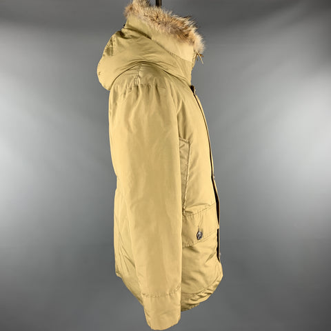 EDDIE BAUER Taille L Veste en nylon uni kaki avec fermeture éclair et boutons