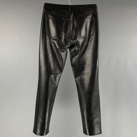 AGOLDE Size 28 Black Solid Leather Jean Cut Casual Pants