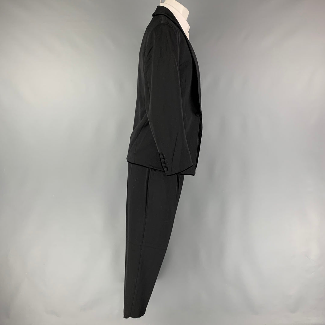 MATSUDA Size S Black Solid Wool Shawl Collar 30 29 Suit