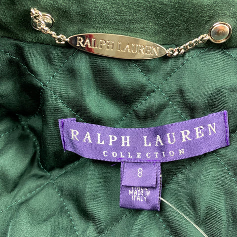 RALPH LAUREN COLLECTION Size 8 Forest Green Suede Biker Vest
