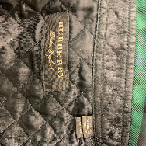 BURBERRY Size M Green Navy Plaid Wool Shirt Jacket