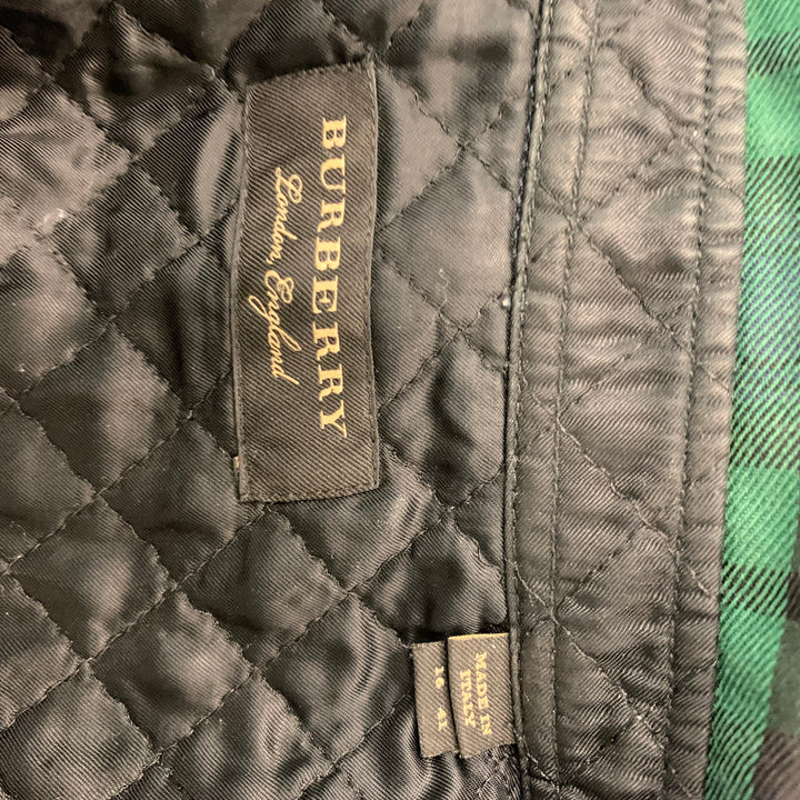 BURBERRY Size M Green Navy Plaid Wool Shirt Jacket