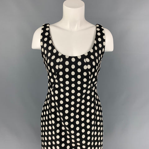 ARMANI COLLEZIONI Talla 8 Vestido tubo de lunares en blanco y negro