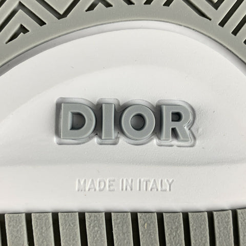 DIOR Size 8 White Grey Logo Leather High Top Sneakers