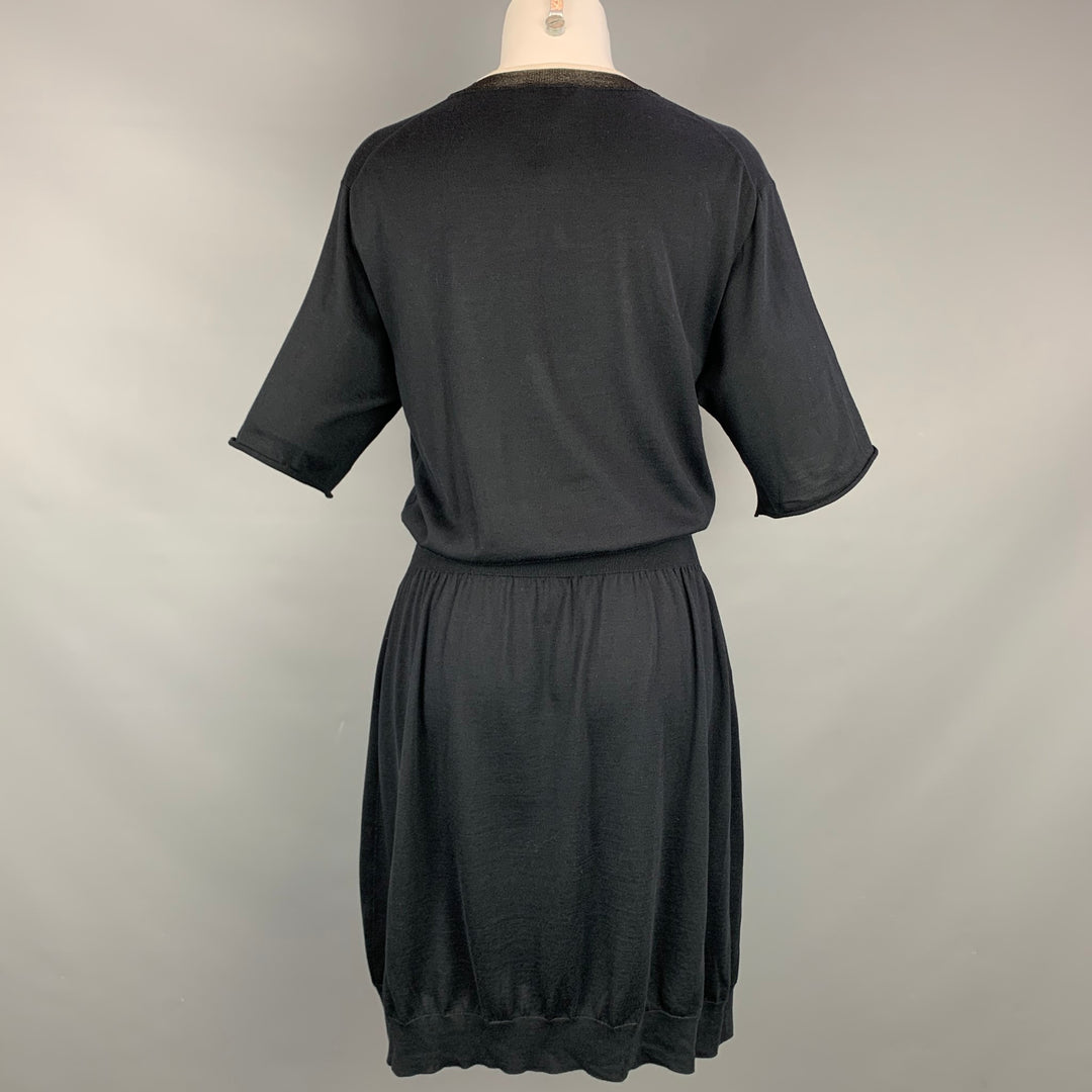 LOUIS VUITTON Size L Black Knitted Silk / Cotton Dress