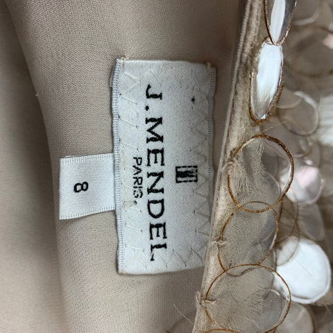 J. MENDEL Size 8 Taupe Polyamide Silk Paillette Shift Dress