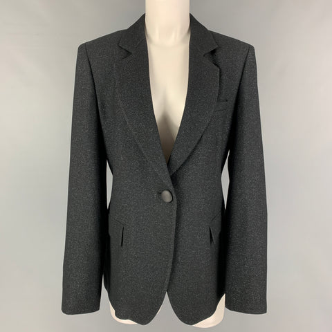 EMPORIO ARMANI Size 10 Black Blue Viscose Blend Jacket Blazer