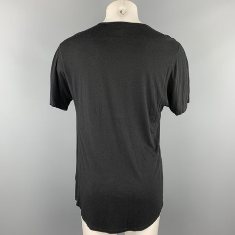 HELMUT LANG Size L Black Cotton Crew-Neck T-shirt
