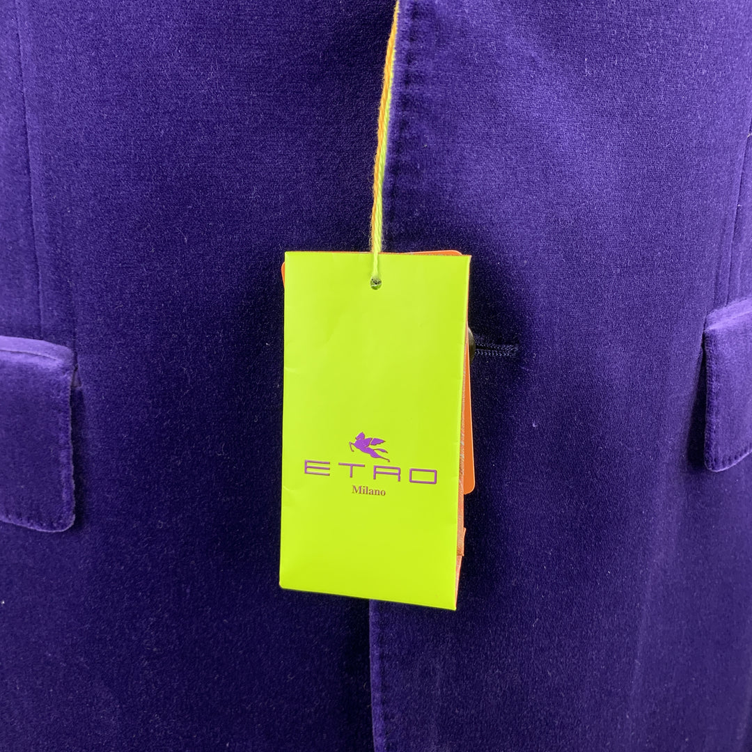 ETRO Talla 40 Abrigo deportivo con solapa de muesca de terciopelo liso morado