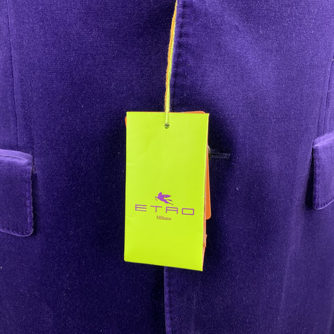 ETRO Size 40 Purple Solid Velvet Notch Lapel Sport Coat