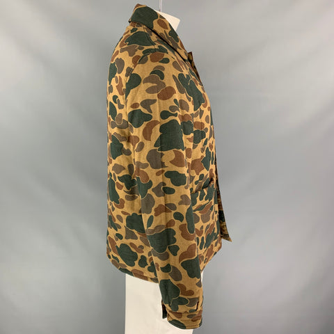 BURBERRY PRORSUM Size 44 Green Camel Camo Cotton Worker Jacket