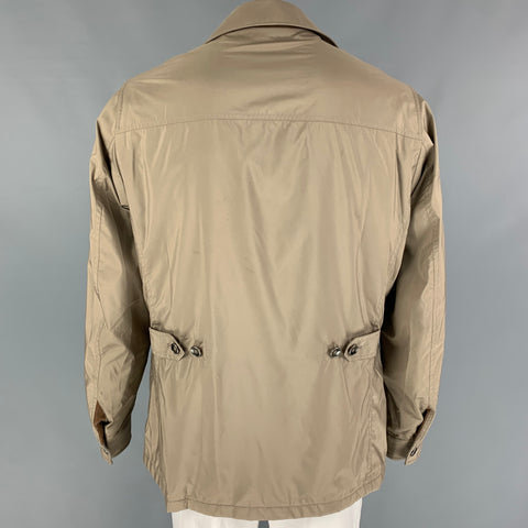 LORO PIANA Size XL Taupe Polyester Hidden Placket Jacket