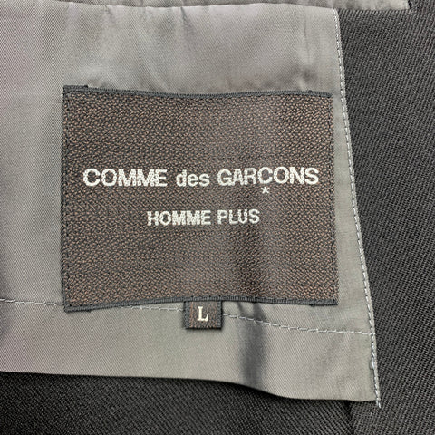 COMME des GARCONS HOMME PLUS Size L Black Relaxed Wool Buttoned Coat