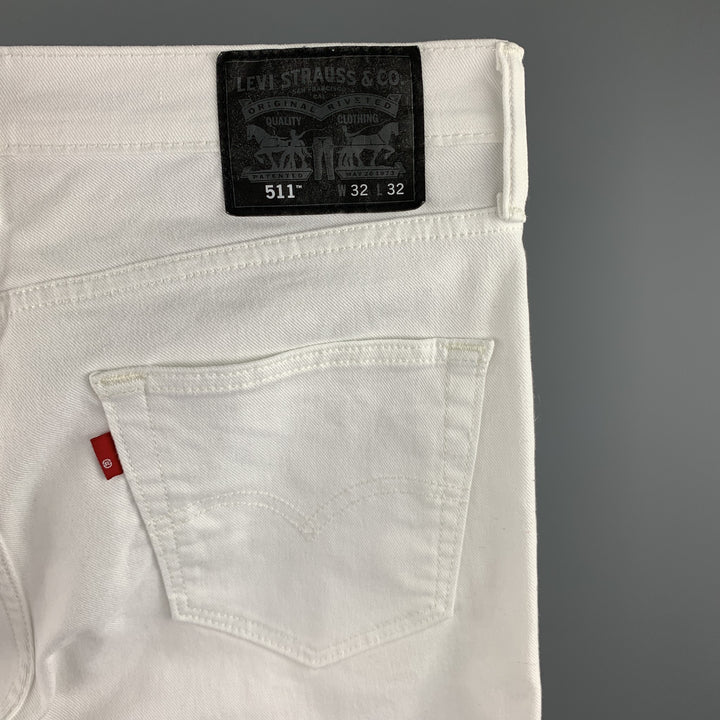 LEVI'S 511 Size 32 White Denim Zip Fly Jeans
