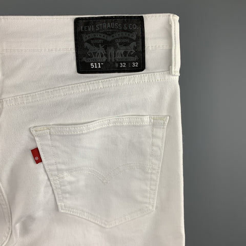 LEVI'S 511 Size 32 White Denim Zip Fly Jeans