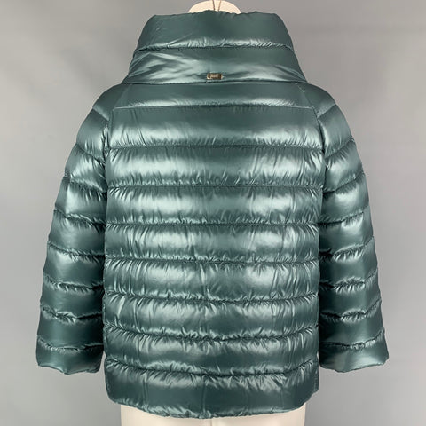 HERNO Size 6 Sea Foam Quilted Nylon Sofia Jacket