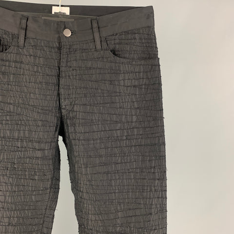 TSUTSU Size 32 Black Stitched Cotton Polyamide Straight Dress Pants