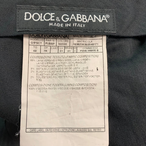 DOLCE & GABBANA Size 32 Black Wool Blend Tuxedo Dress Pants