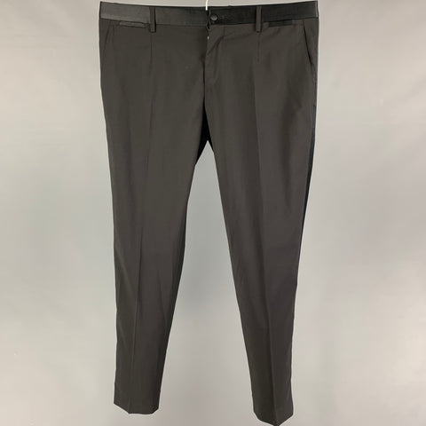 DOLCE &amp; GABBANA Talla 36 Pantalón de vestir de esmoquin de mezcla de lana negro