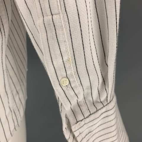 CHRISTIAN DIOR Size M Off White Stripe Cotton French Cuff Long Sleeve Shirt