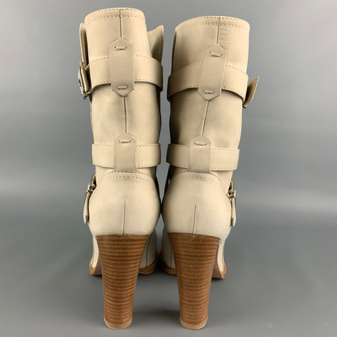 GIANVITO ROSSI Size 8.5 Cream Nubuck Suede Boots
