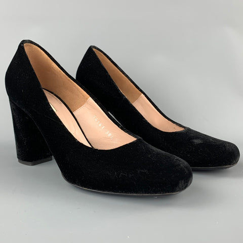 DRIES VAN NOTAN Talla 8.5 Zapatos de tacón grueso de terciopelo negro