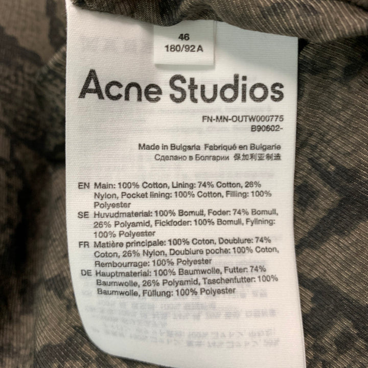 ACNE STUDIOS Size 46 Green Olive Quilted Cotton Snaps Coat