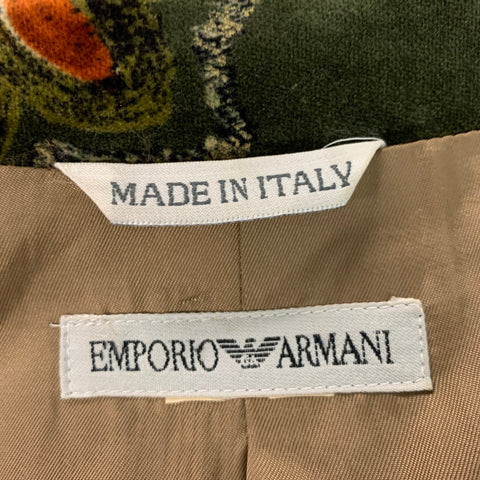 EMPORIO ARMANI Size 6 Green Brown & Gold Cotton Velvet Blazer