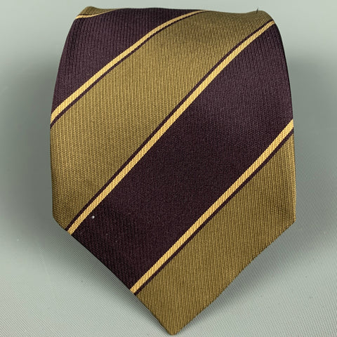 VINTAGE Purple Taupe Diagonal Stripe Tie