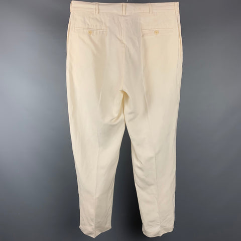 POLO by RALPH LAUREN Size 34 Cream Linen / Silk Flat Front Casual Pants