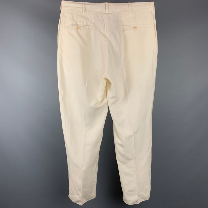 POLO de RALPH LAUREN Talla 34 Pantalones casuales de lino / seda color crema con parte delantera plana