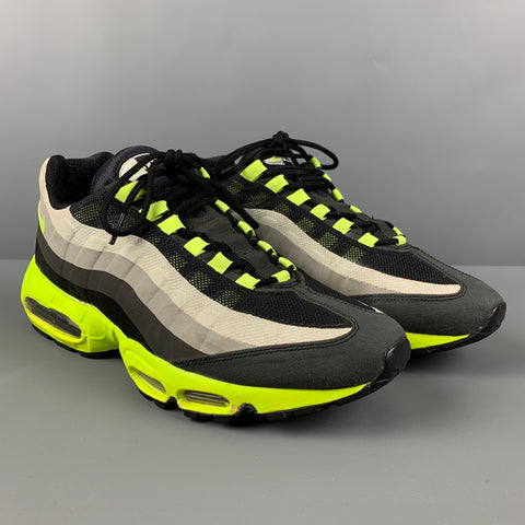 NIKE Talla 10.5 Zapatillas Air Max 95 Gris Neón Verde Materiales Mixtos