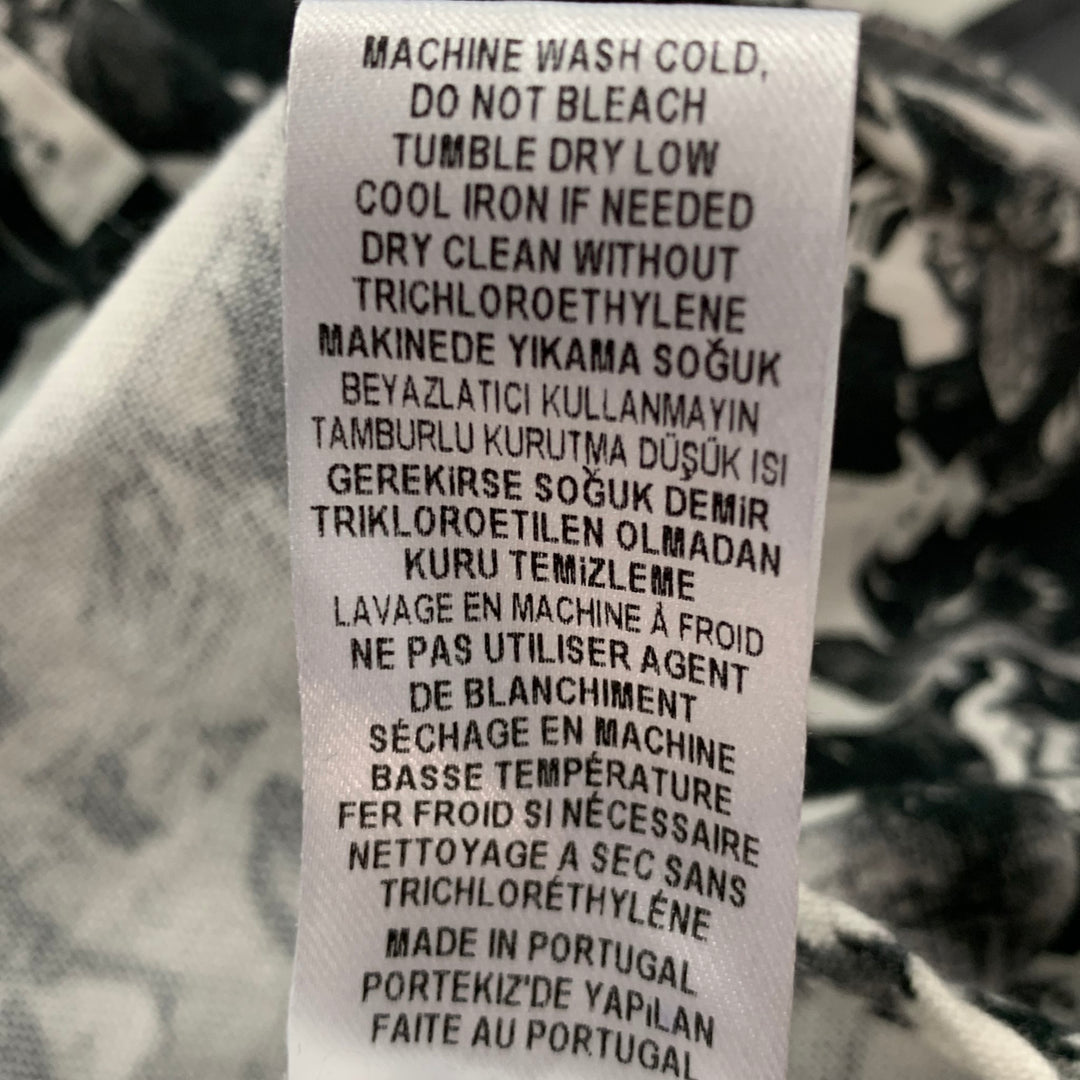 OPENING CEREMONY Size XL Black White Print Cotton Button Down Long Sleeve Shirt