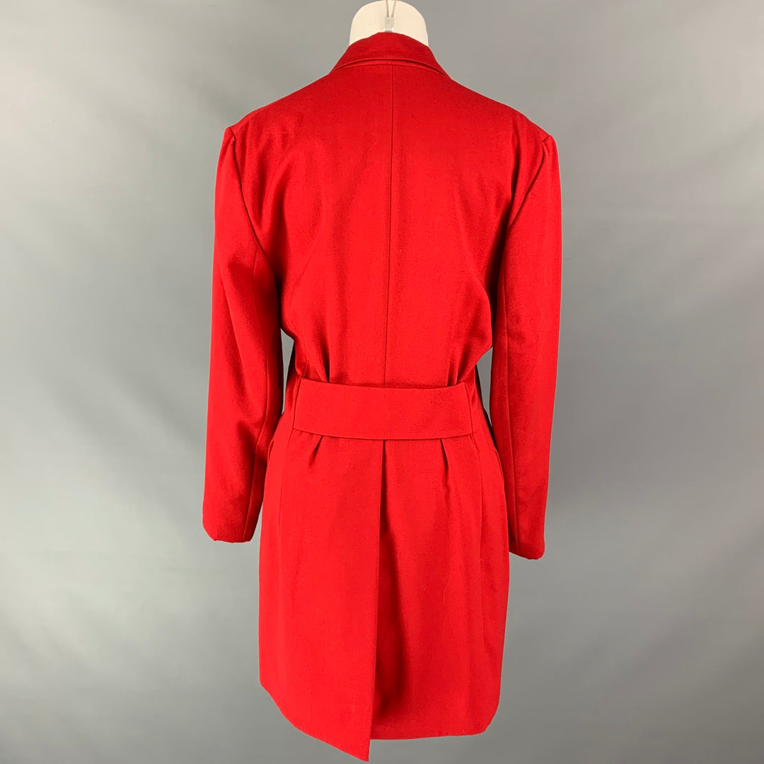JOSEPH Size 2 Red Wool Peak Lapel Double Breasted Coat