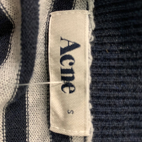 ACNE Size S Navy &  Grey Stripe Cotton and Cashmere Long Sleeve Pullover