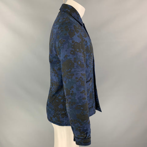 BURBERRY PRORSUM Fall 2015 Size 36 Blue & Navy Camo Cotton Trucker Jacket
