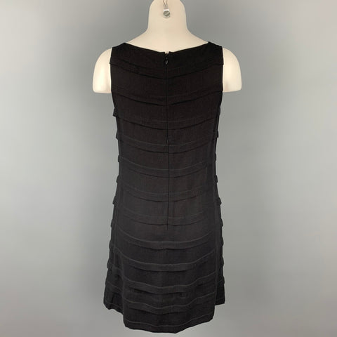 DEBORAH HAMPTON Size 8 Black Crepe Viscose / Silk Shift Cocktail Dress