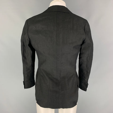 SUIT SUPPLY Size 34 Black Linen Double Breasted Sport Coat